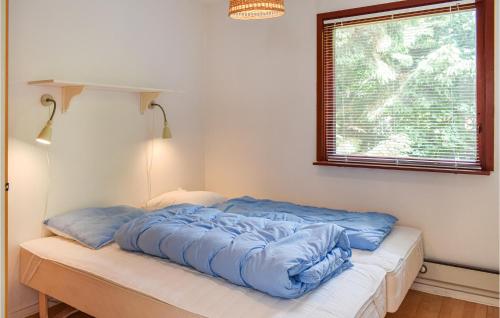 LiselejeにあるAwesome Home In Liseleje With 2 Bedrooms And Wifiのベッド(青いシーツ付)