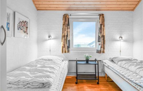1 dormitorio con 2 camas y ventana en 3 Bedroom Stunning Home In Harbore, en Harboør
