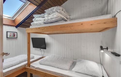 Zimmer mit 2 Etagenbetten und einem TV in der Unterkunft Gorgeous Home In Faaborg With Wifi in Fåborg