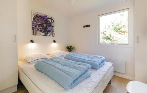 Vester SømarkenにあるBeautiful Home In Aakirkeby With 3 Bedrooms And Wifiの白いベッドルーム(枕2つ付)