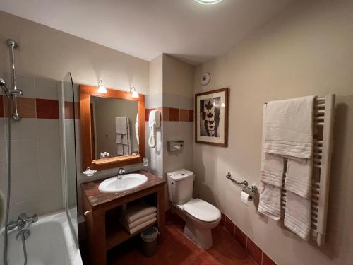 łazienka z umywalką, toaletą i prysznicem w obiekcie Arc 1950 - Auberge Jérôme - 4 à 6p - 1 chambre et 1 coin montagne séparé w mieście Arc 1950
