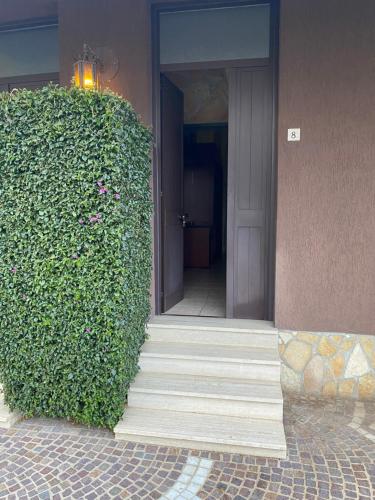 a stairway to a house with a green hedge at American Motel in Cisterna di Latina