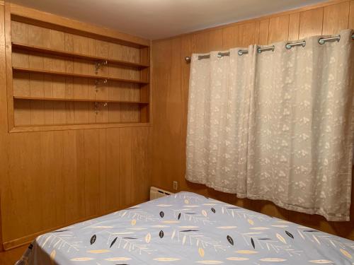 1 dormitorio con cama y cortina en #2 Cozy Queen size bedroom @New Brunswick NJ downtown en New Brunswick