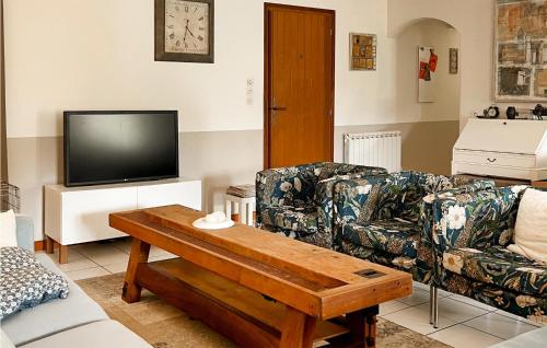 un salon avec un canapé et une télévision dans l'établissement 4 Bedroom Awesome Home In Le Val, à Le Val