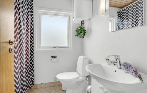 Hejlsにある4 Bedroom Nice Home In Hejlsのバスルーム(トイレ、洗面台付)、窓が備わります。