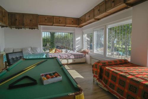 una sala de estar con una mesa de billar. en El Chalet de Gloria, en Santa Marta de Tormes