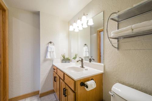 Brighton的住宿－Brighton Chalet Utah Entire 9 Bedroom House，一间带水槽和镜子的浴室