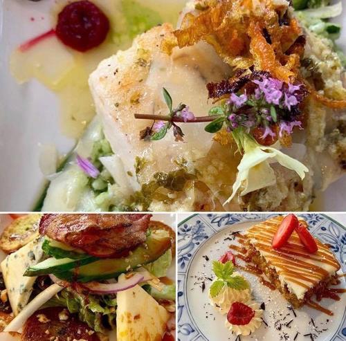 a group of four pictures of food on a plate at Gougane Barra Hotel in Ballingeary