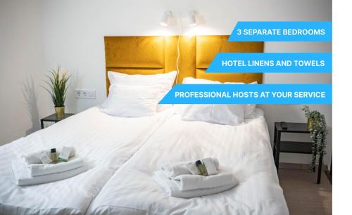Posteľ alebo postele v izbe v ubytovaní Free Parking -Corvin Palace Residence-3BDRM,6ppl,Wifi,AC
