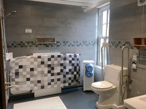 a bathroom with a sink and a toilet and a shower at The Moat House in Annan