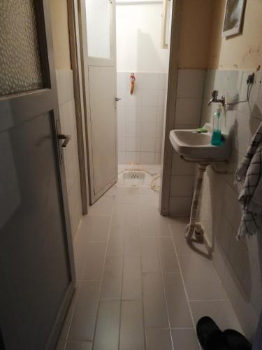 Baño pequeño con lavabo y aseo en Ozkok apartman, en Mustafakemalpaşa