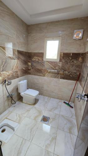 a bathroom with a toilet and a sink at مزرعة الطيبين in Buraydah