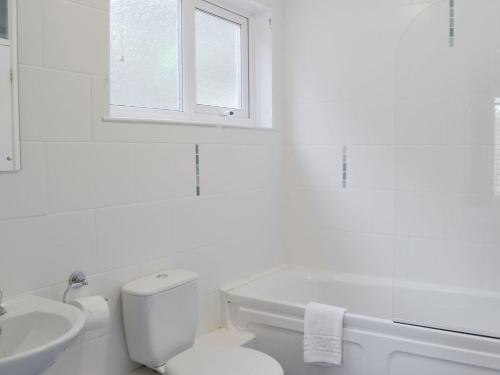 a white bathroom with a toilet and a sink at Valley Lodge 47 - Ukc2779 in Gunnislake
