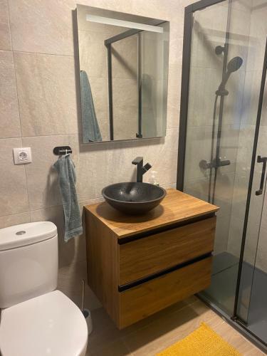 y baño con lavabo, aseo y ducha. en SunDream1 home en Alicante