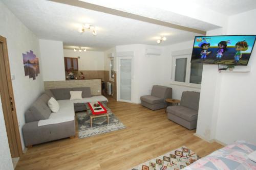 TV a/nebo společenská místnost v ubytování Apartman Mladen