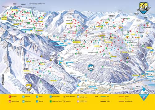 a map of the snow covered mountain at Landhaus zum Griena in Mayrhofen