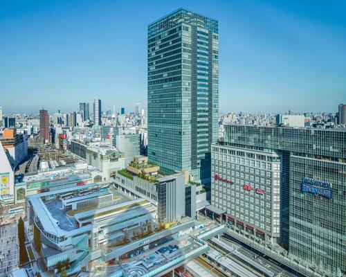 an aerial view of a city with tall buildings at Odakyu Hotel Century Southern Tower in Tokyo