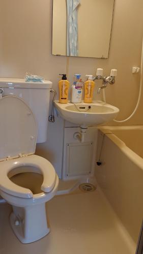 a bathroom with a toilet and a sink at JING HOUSE渋谷ダブルベッド/新宿・渋谷駅近 in Tokyo