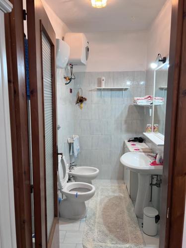 een badkamer met een toilet en een wastafel bij L'altro PAGLIUCO - Casa in Campagna in Sulmona
