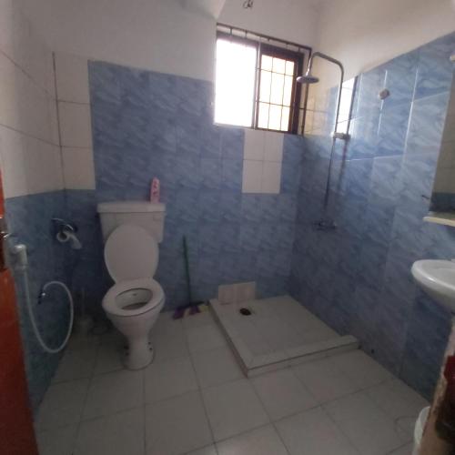 a bathroom with a toilet and a sink at Binti's Cosy Nest in Dar es Salaam