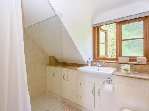 a bathroom with a sink and a shower at Riversdale Cottage in Neatishead