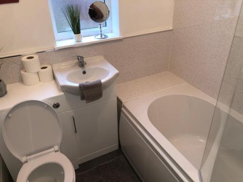 a bathroom with a toilet and a sink at Shepherds retreat in Balby