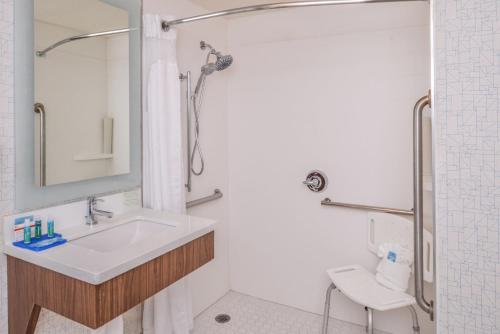 y baño con lavabo y ducha. en Holiday Inn Express Palm Desert, an IHG Hotel, en Palm Desert