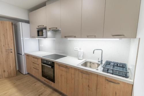 Una cocina o cocineta en Apartma Valič