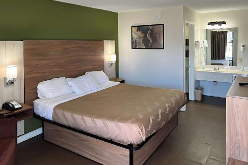 Habitación de hotel con cama y lavabo en Quality Inn en Thomson