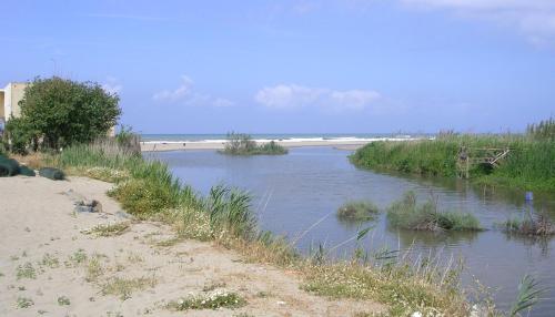 a body of water next to a sandy beach at Villa della Tartaruga in Casal Palocco