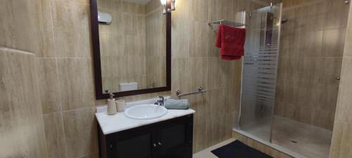 a bathroom with a sink and a shower at casa de vicky in El Puerto de Santa María