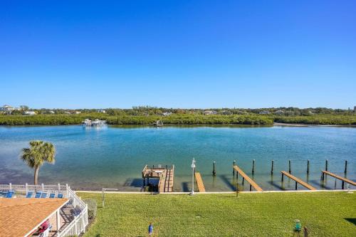 a dock in the middle of a large lake at Bayshore Yacht & Tennis 409 - Premier in Clearwater Beach