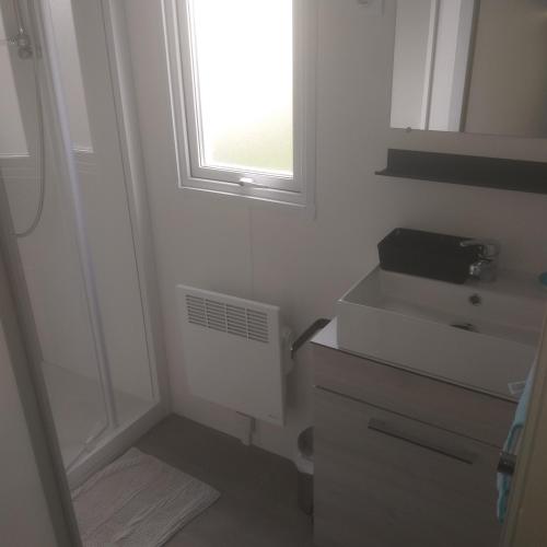 a bathroom with a sink and a window at Domaine in Litteau