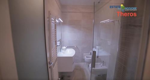 a bathroom with a toilet and a sink and a shower at Estate Riomaggiore in Riomaggiore