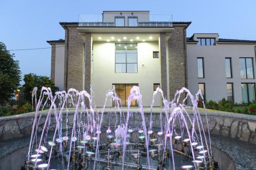 a water fountain in front of a building at S Club Resort Hotel Aqua Park and Spa in Belgrade
