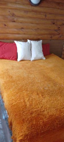 Una cama con dos almohadas encima. en La georgi 2 en Luján de Cuyo