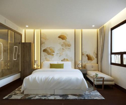 Кровать или кровати в номере Chau Son Garden Resort