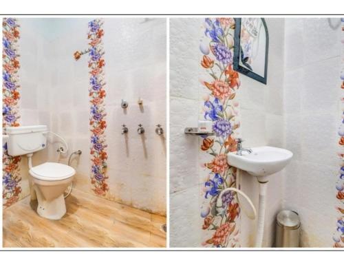 2 Bilder eines Badezimmers mit WC und Waschbecken in der Unterkunft Vishesh Resort, Lucknow in Lucknow