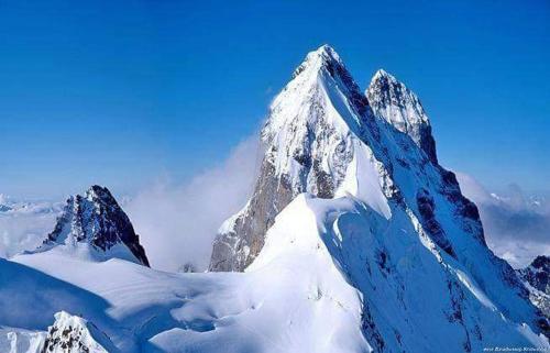 a view of a mountain with snow on it at Guest house-Lile in Mestia
