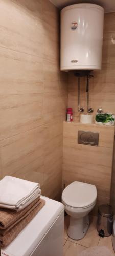 a bathroom with a white toilet and a sink at CityCenter in Belgrade