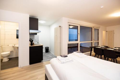 Katil atau katil-katil dalam bilik di Modernes Apartment in der Innenstadt