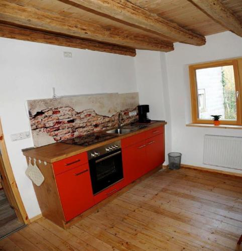 Dapur atau dapur kecil di Ferienhaus In der Erlebach