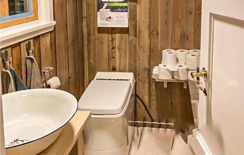 a bathroom with a toilet and a sink at Amazing Home In Eggedal With 3 Bedrooms in Eggedal