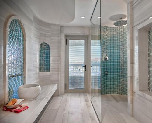 a bathroom with a shower and a sink at Lara Barut Collection-Ultra All Inclusive in Lara
