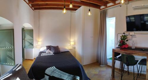 ein Schlafzimmer mit einem Bett und einem Schreibtisch in einem Zimmer in der Unterkunft Corredera Travel 5 in Córdoba