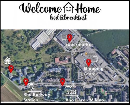 a map of the welcome home bed and breakfast at WELCOME HOME - CAMERA privata in Appartamento Condiviso a RHO in Rho