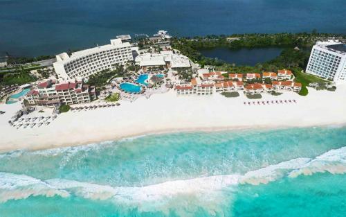 an aerial view of a resort on the beach at Grand Park Royal Cancun - All Inclusive in Cancún