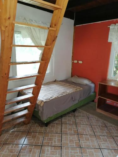 a bedroom with a bunk bed and a ladder at Cabañas casa victoria in Centro Jaramillo