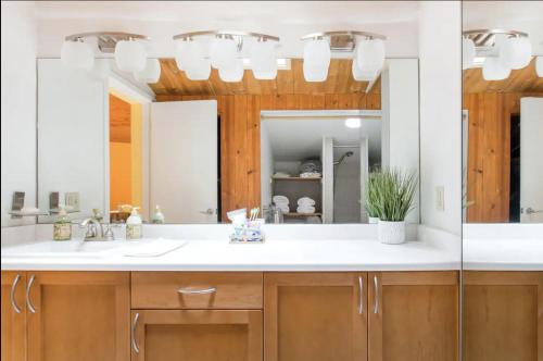 a bathroom with a sink and a mirror at Sur Grove Big Sur in Big Sur