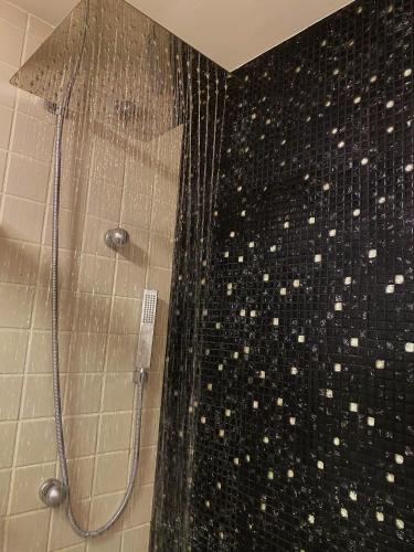 a shower in a bathroom with a shower at São Paulo Moema Times Square - Suite LUXO in Sao Paulo